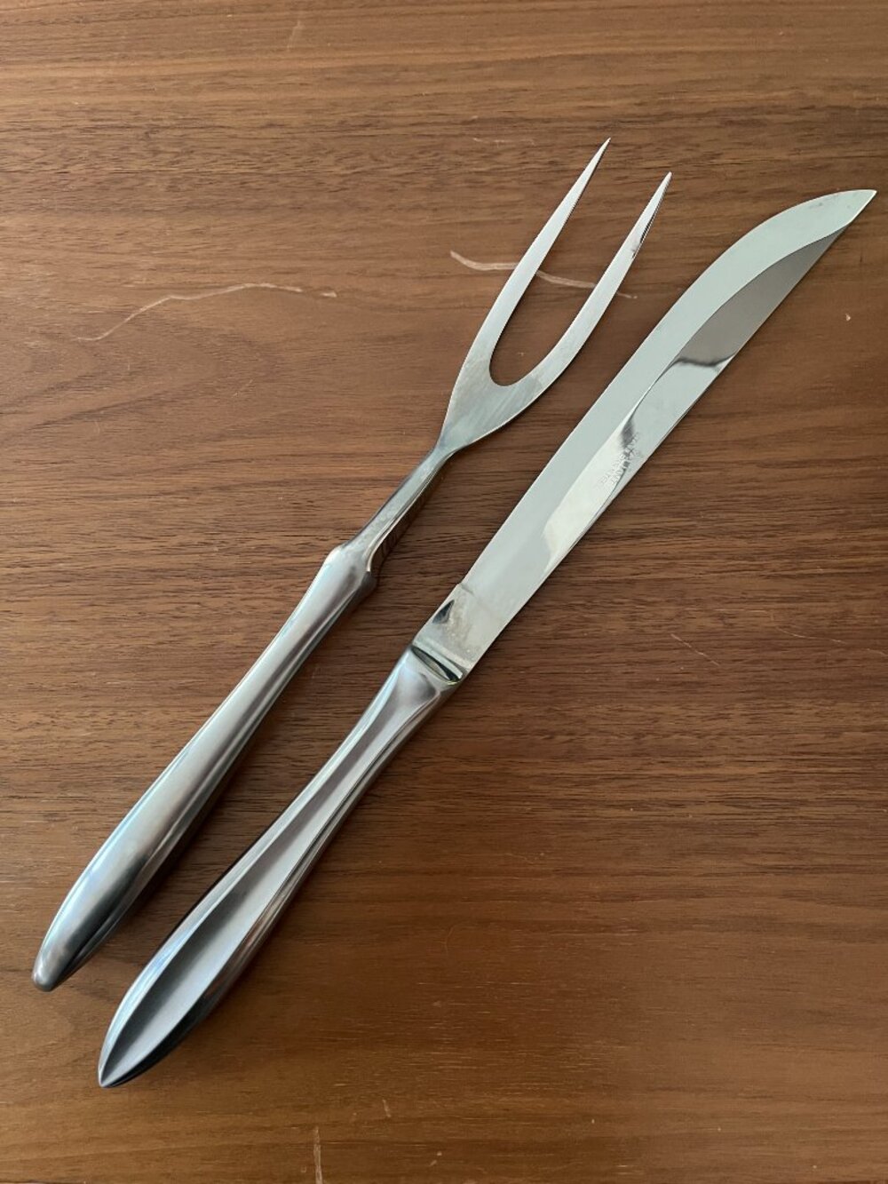 Vintage MCM Mid Century Stainless Steel Carving Knife Fork Boxed Set